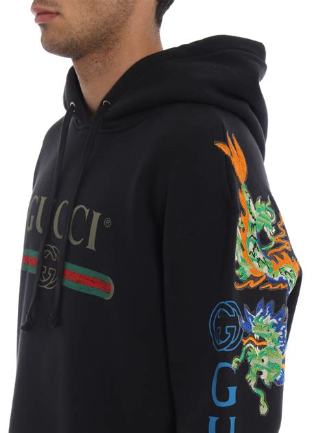 gucci logo dragon hoodie|gucci distressed hoodie.